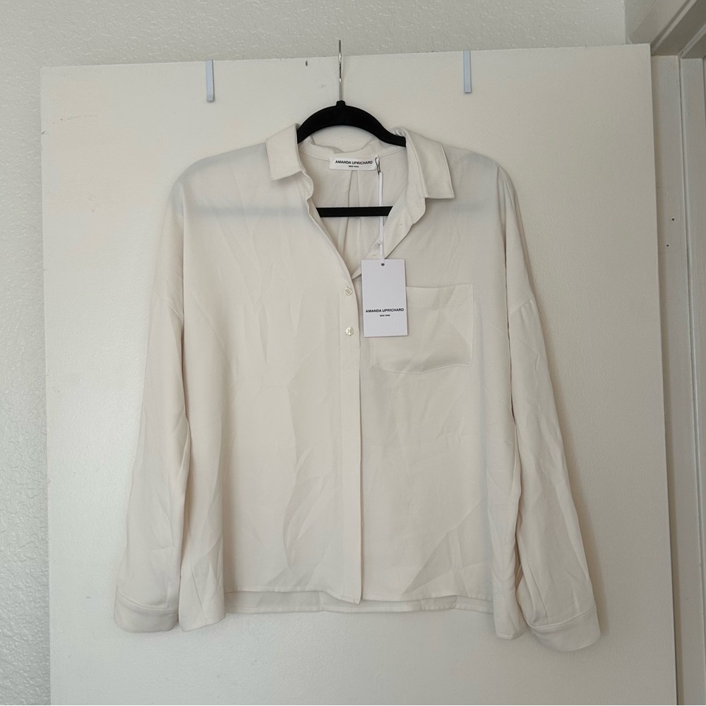 NWT Amanda Uprichard Button Down Shirt Blouse Collared Long Sleeve